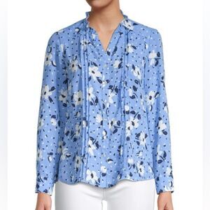 Like new Nanette Lepore pintuck floral blouse Medium